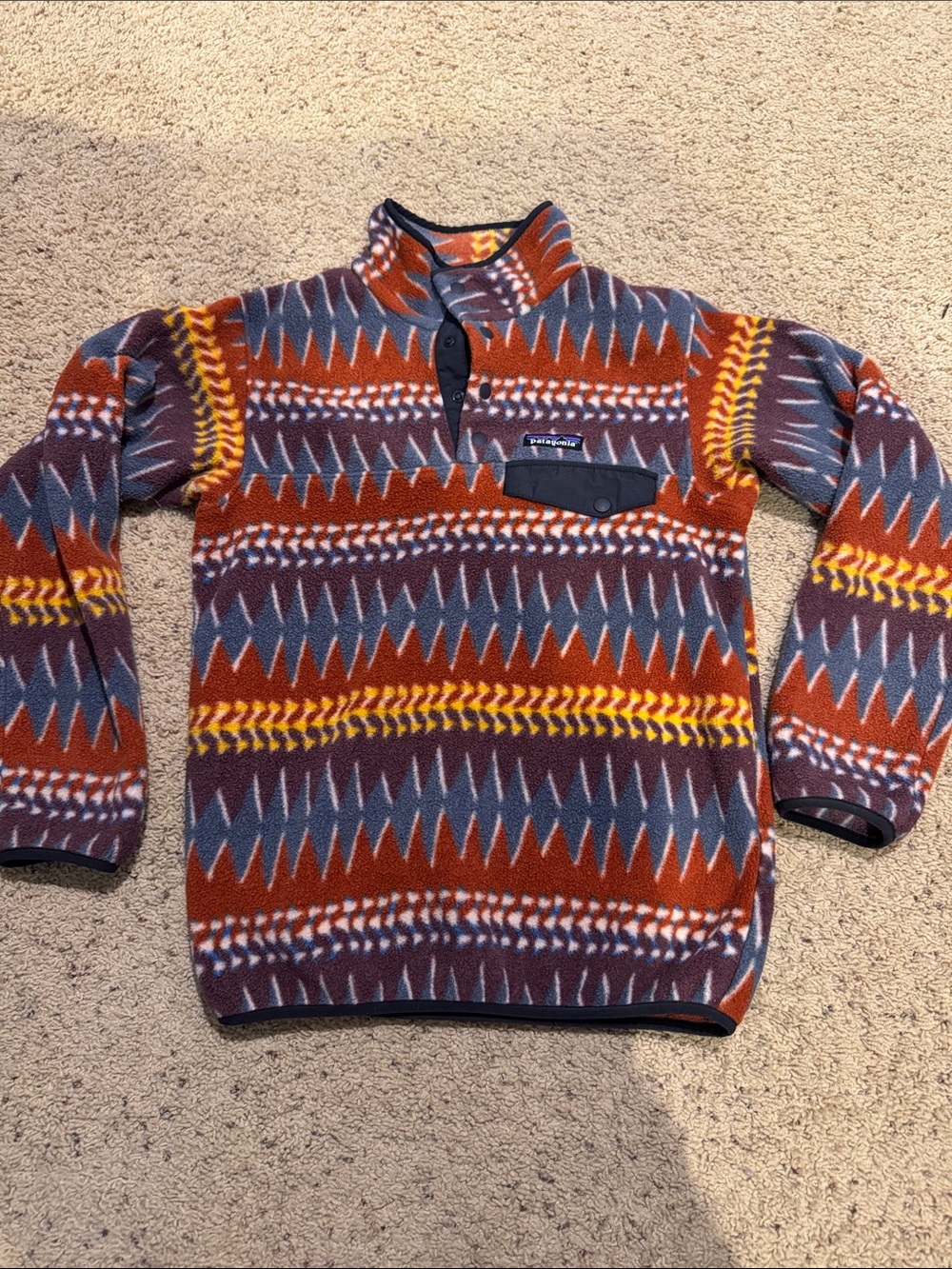 Patagonia Synchilla Snap T Fleece Pull Over Laughing Waters Boho Geometric-XXS